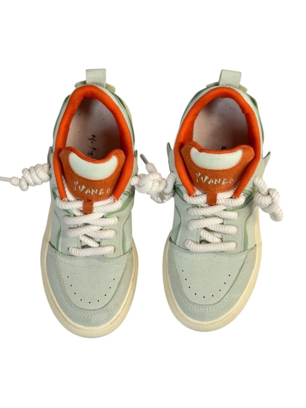 Yvane VA2 Unisex Mint Green & Orange skateboard sneake Canvas Suede Size W 8.5 - Picture 3 of 9